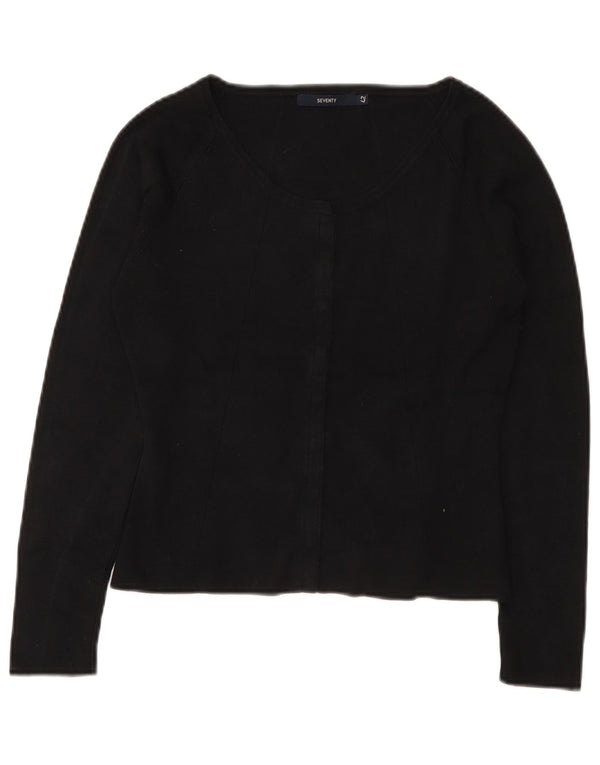 Seventy Womens Crop Cardigan Sweater IT 42 Medium Black Silk