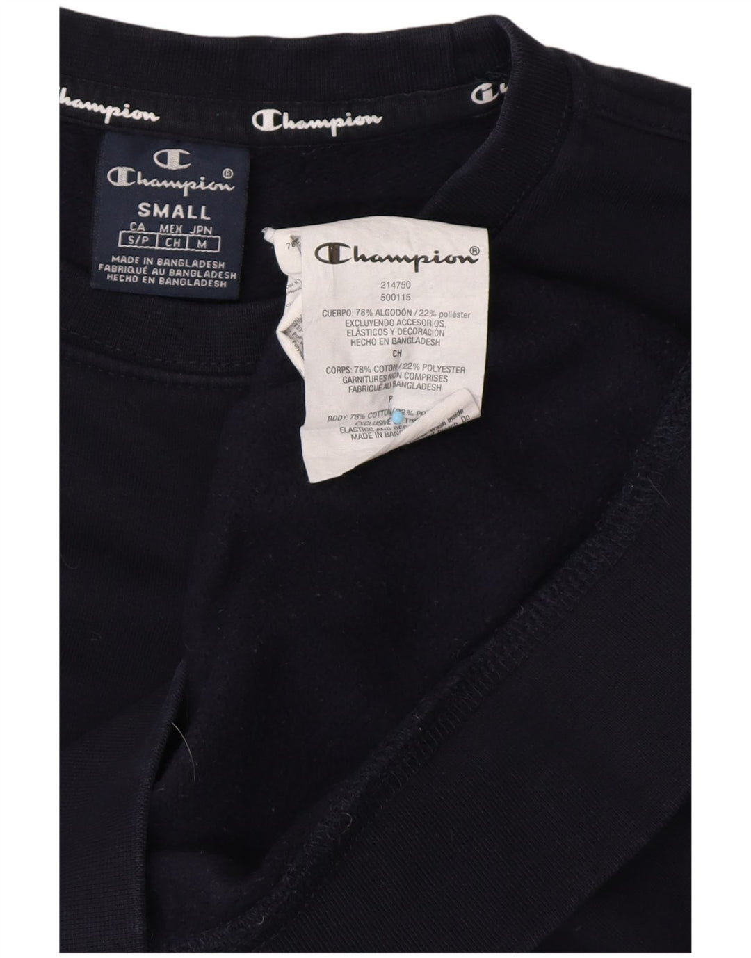 CHAMPION Mens Graphic Sweatshirt Jumper Small Navy Blue Cotton