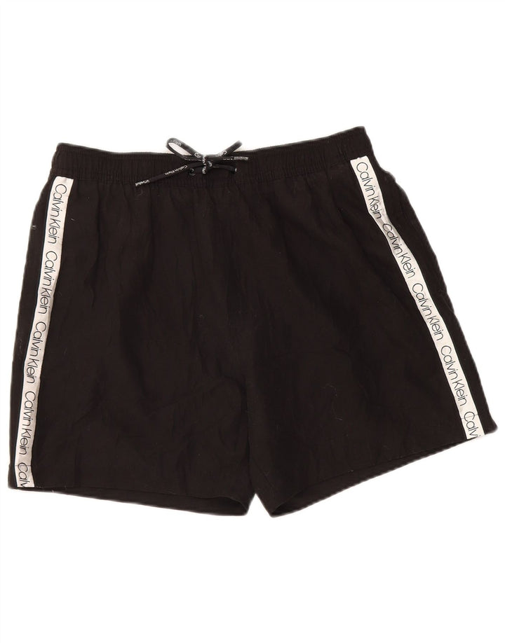 CALVIN KLEIN Short de bain graphique pour femme UK 14 Noir moyen Polyester