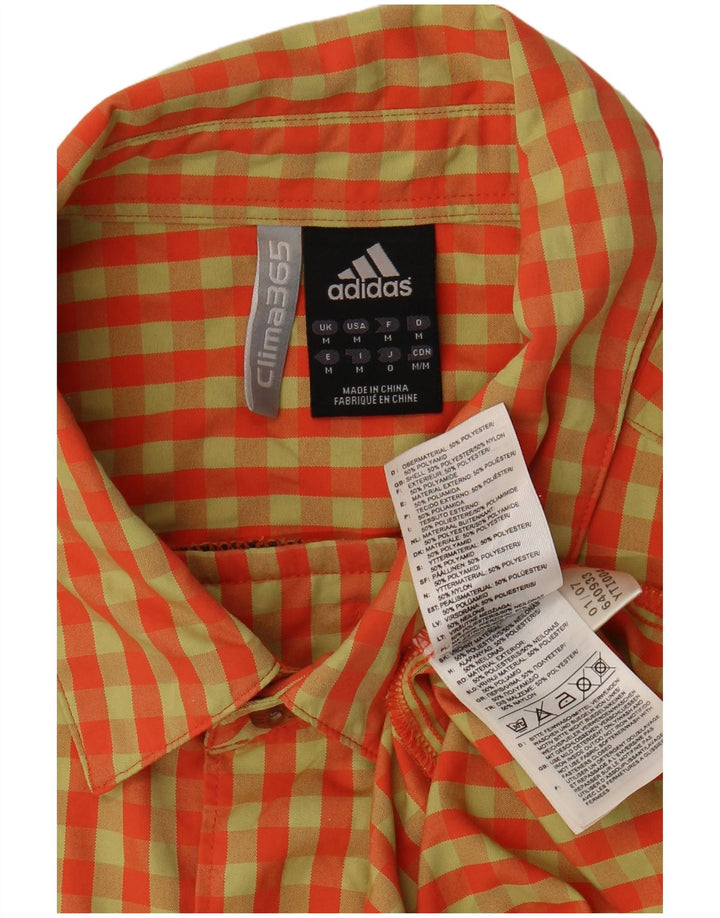 Maglia a maniche corte da uomo Adidas in poliestere a quadretti arancione medio