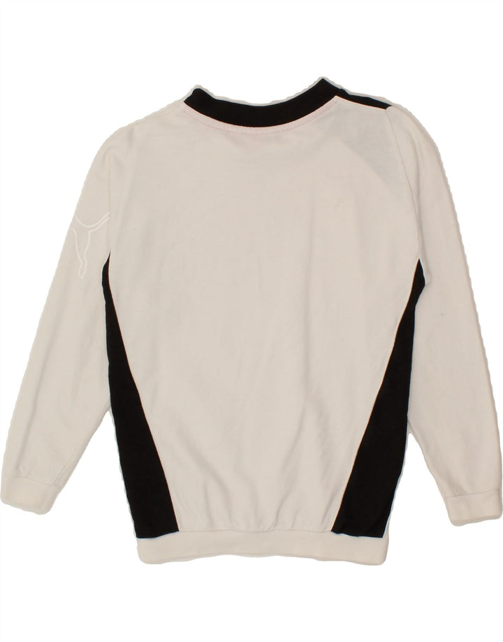 PUMA Boys Graphic Sweatshirt Jumper 7-8 Years Small White Colourblock Vintage Puma and Second-Hand Puma from Messina Hembry 