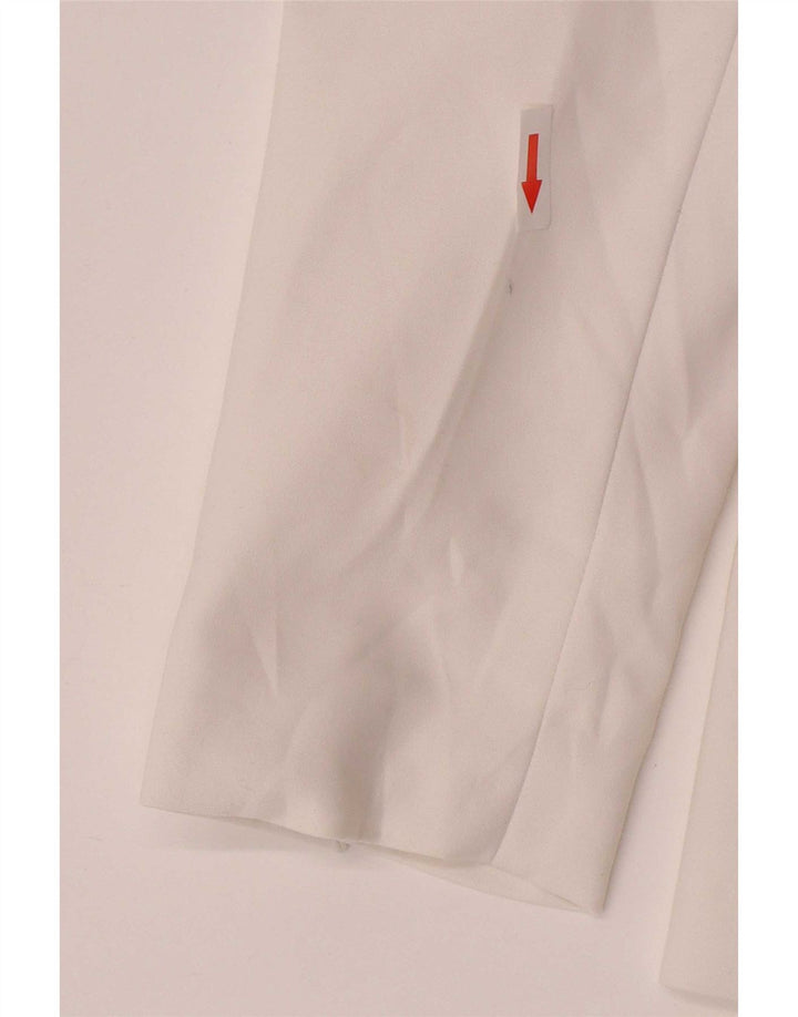 Zara Womens 1 Button Blazer Jacket UK 14 Large White Cotton
