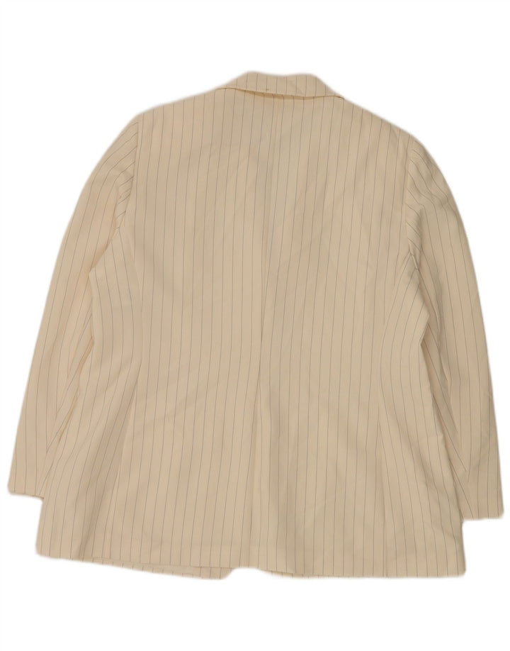 Marks & Spencer Womens 2 Button Blazer Jacket UK 20 2XL White Pinstripe