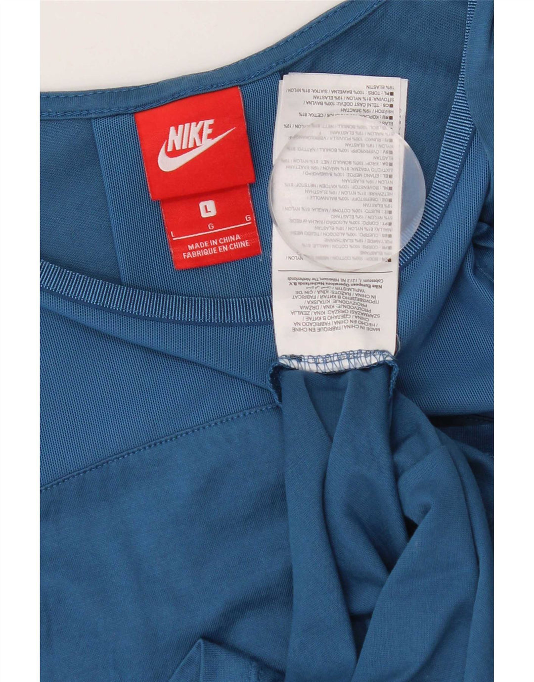 Nike Dame Oversized Vest Top UK 16 Large Blue Cotton