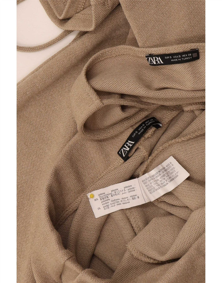 Zara Womens 2 Piece Set UK 8 Small W28 L28 Beige Polyester
