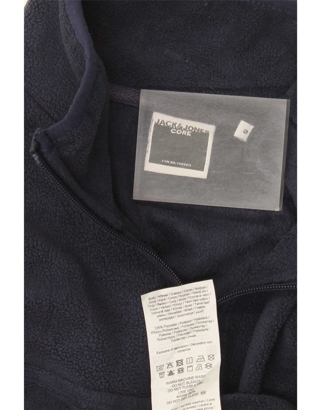 Jack & Jones Mens Zip Neck Fleece Jumper Small Navy Blue Polyester