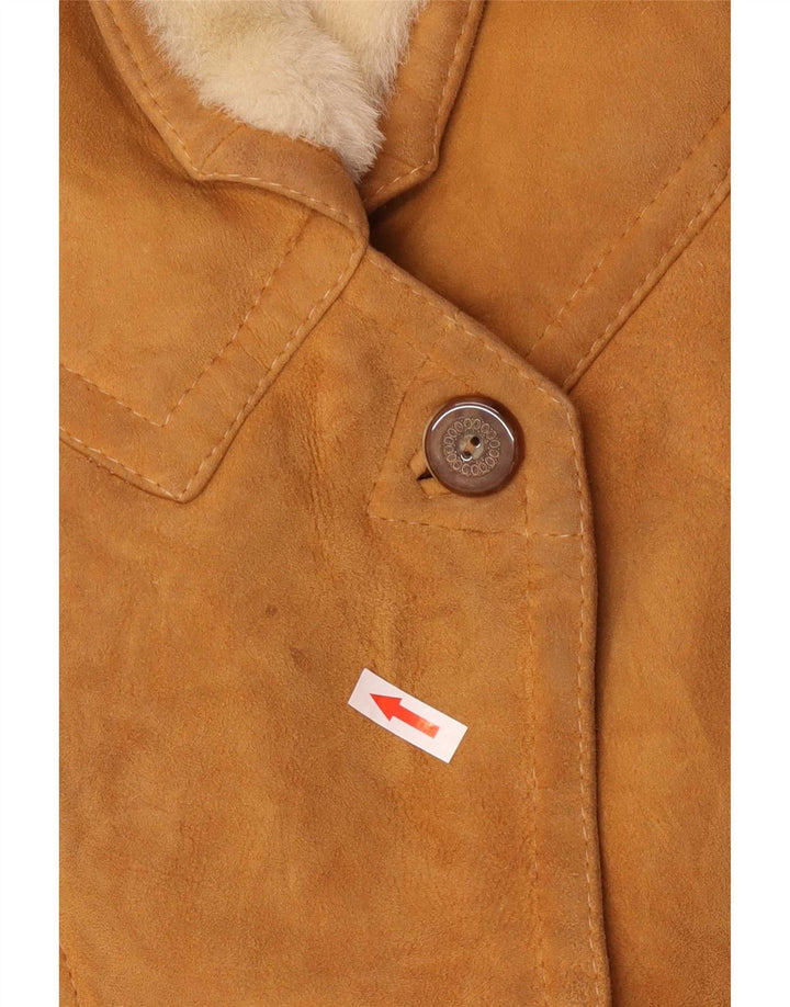 Vintage Womens Oversized Shearling Jacket IT 42 Medium Brown Colourblock