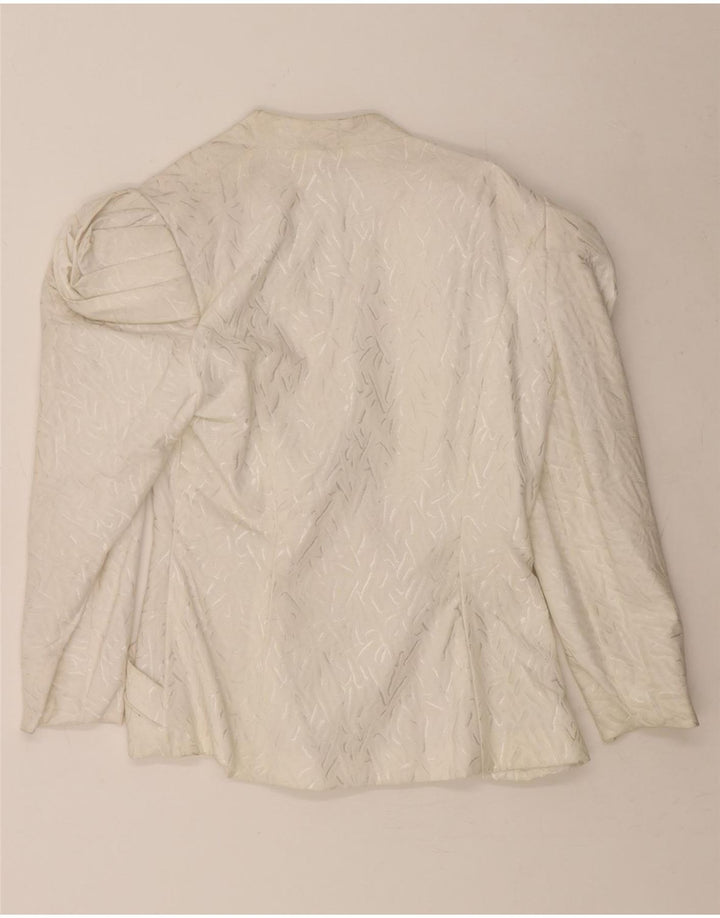 BERNSHAW Womens 3/4 Sleeve Blazer Jacket EU 40 Medium White Geometric Vintage Bernshaw and Second-Hand Bernshaw from Messina Hembry 