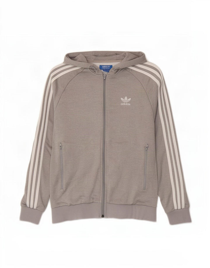 Adidas Pull à capuche zippé pour homme Petit gris Polyester
