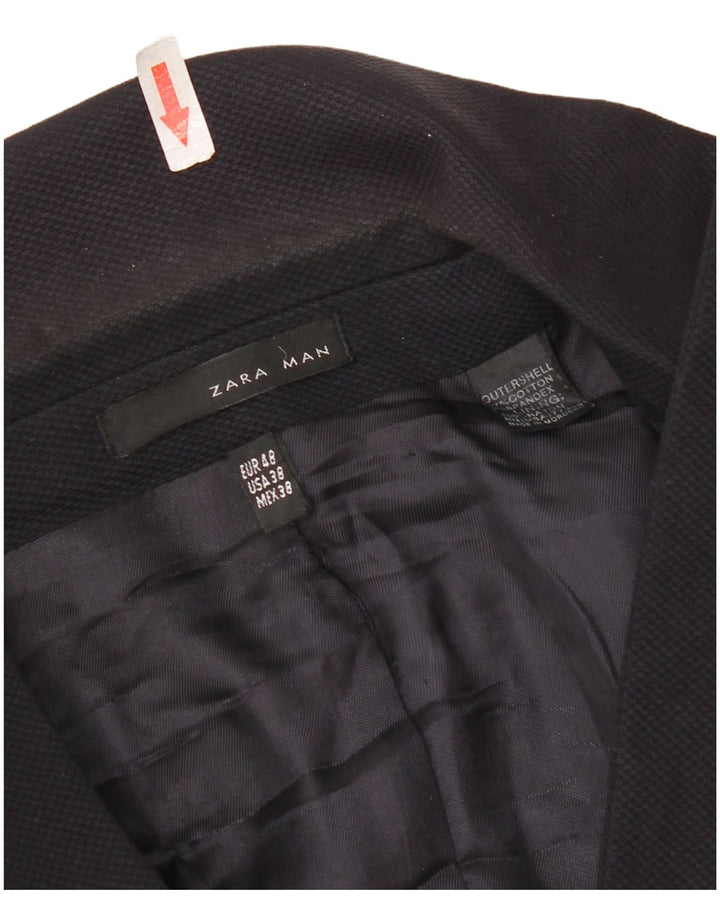 Zara Ανδρικό σακάκι μπλέιζερ με 2 κουμπιά EU 48 Medium Navy Blue Cotton