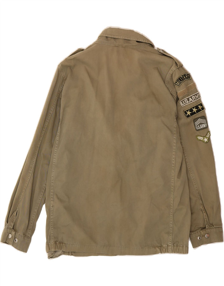 TOPSHOP Womens Military Jacket UK 12 Medium Khaki Cotton Vintage Topshop and Second-Hand Topshop from Messina Hembry 