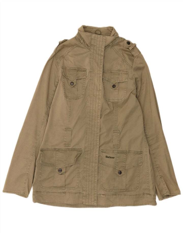 Barbour Womens Military Jacket UK 10 Small Khaki Cotton