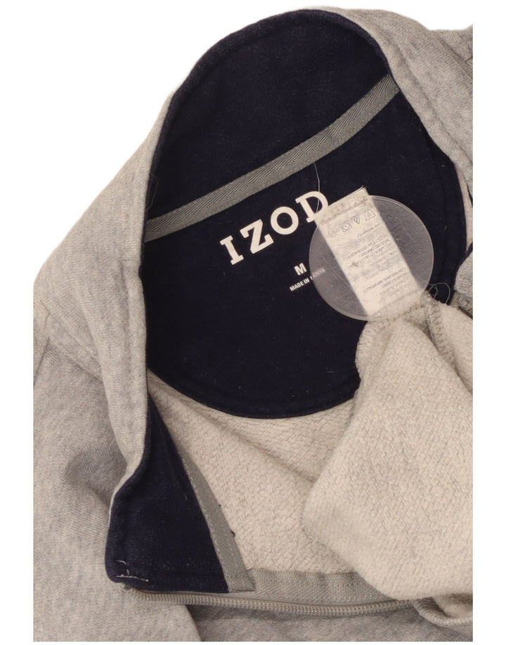 Izod Mens Zip Neck Sweatshirt Jumper Medium Grey Cotton