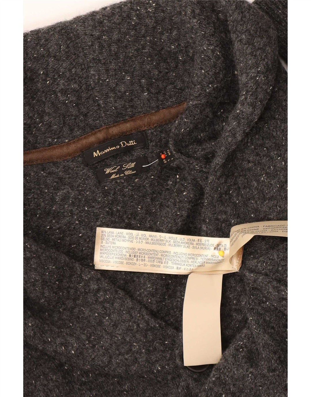 Massimo Dutti Cardigan Homme Pull Large Gris Laine