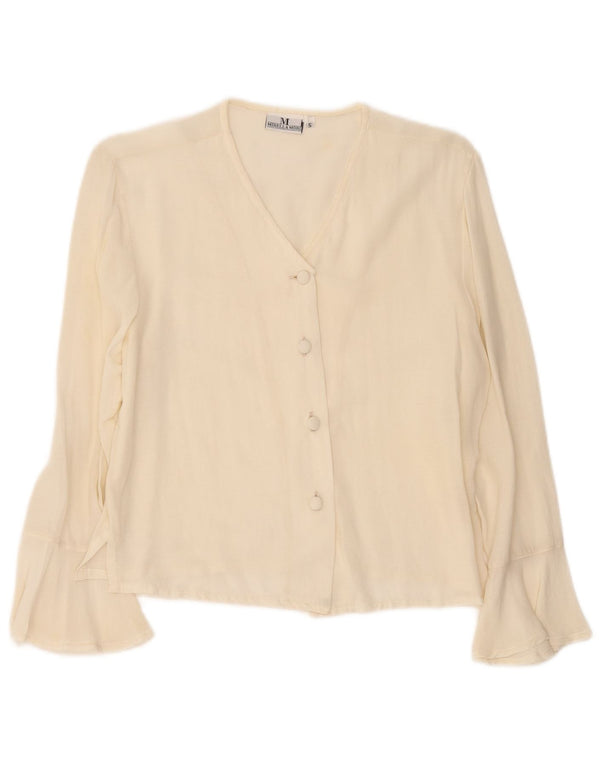 Mirella Mori Blusa camisera de ajuste relajado para mujer UK 10 Small Off White Viscosa