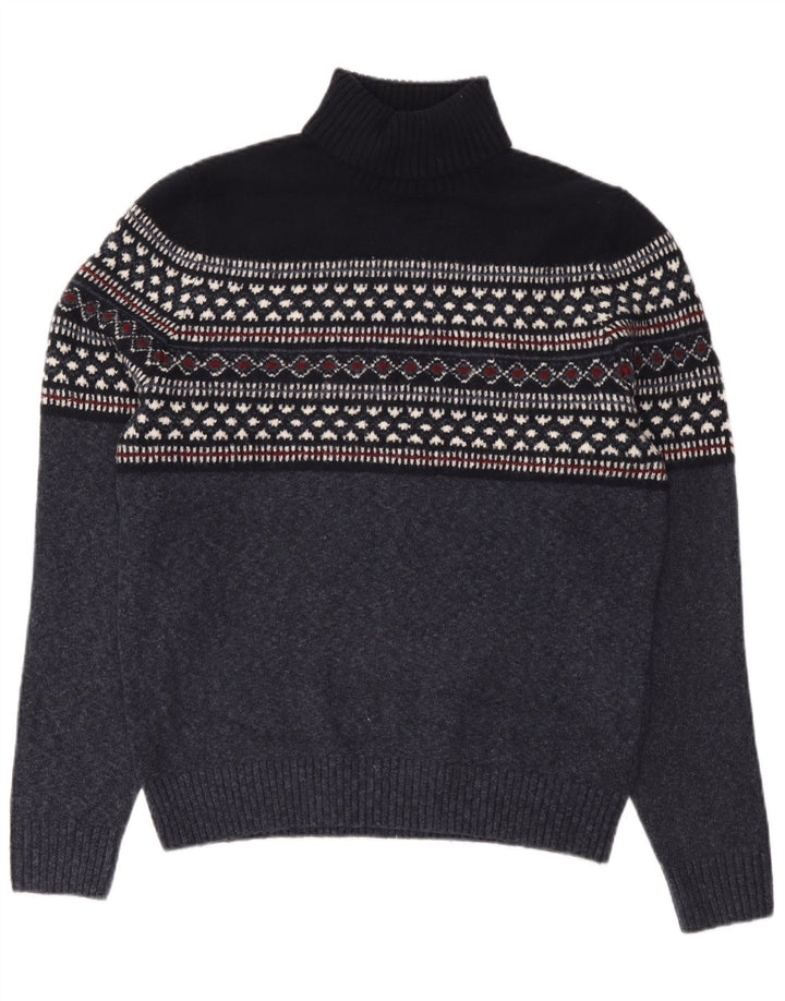 Marks & Spencer Pull col roulé pour homme Bleu marine Fair Isle Taille L
