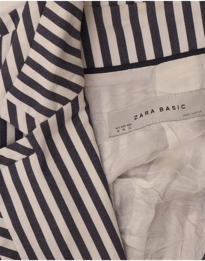 Zara Dame 2-knaps blazerjakke UK 18 XL marineblå stribet