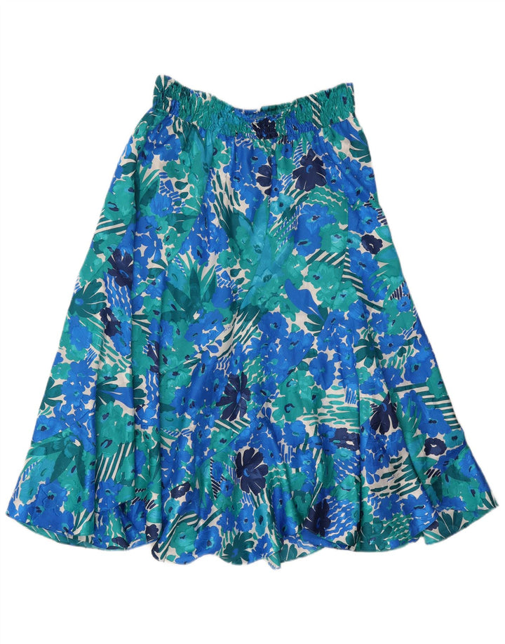 Vintage Womens Flared Skirt W32 Large Blue Floral