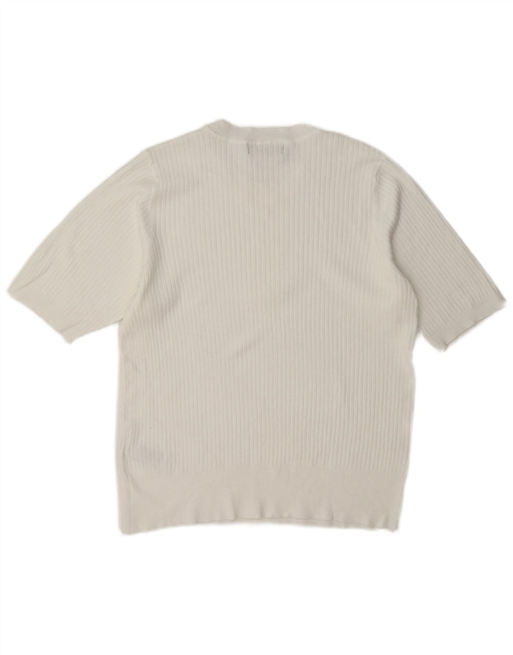 Marks & Spencer Womens Short Sleeve Blouse Top UK 14 Medium White Viscose