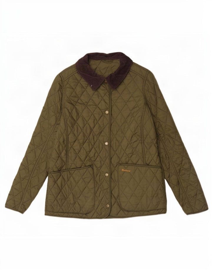 Barbour Womens Quilted Jacket UK 14 Large Khaki Colourblock Polyamide