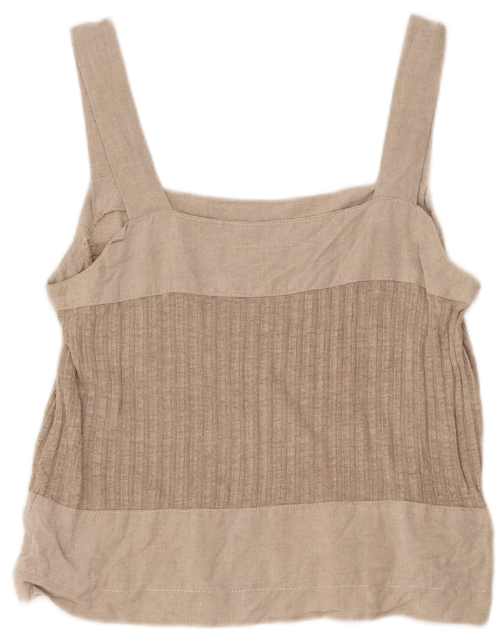 Vintage Womens Crop Cami Top UK 8 Small Grey Colourblock