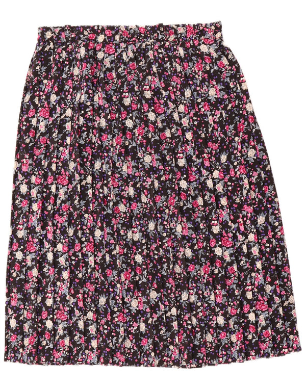 Vintage Damen Faltenrock UK 16 Large W38 Mehrfarbiges florales Polyester