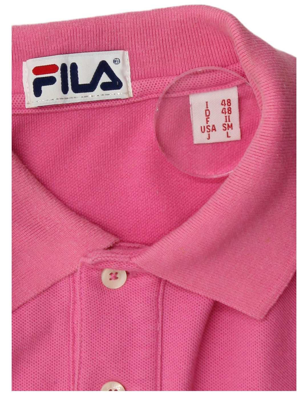 Fila Mens Polo Shirt IT 48 Medium Pink Cotton