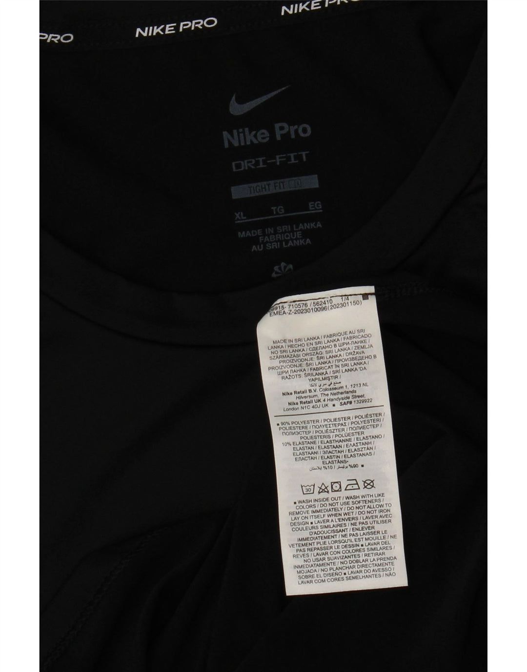 NIKE Mens Tight Fit T-Shirt Top XL Black Polyester