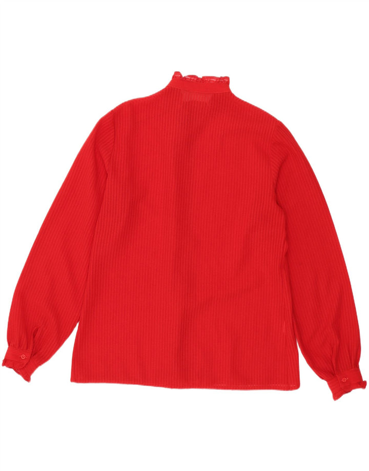 Vintage Womens Shirt Blouse UK 14 Medium Red Striped