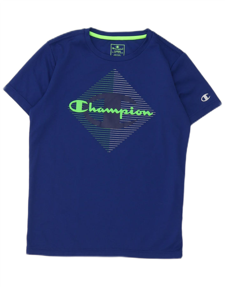 Champion Boys Graphic T-Shirt Top 11-12 Years Large Blue Polyester