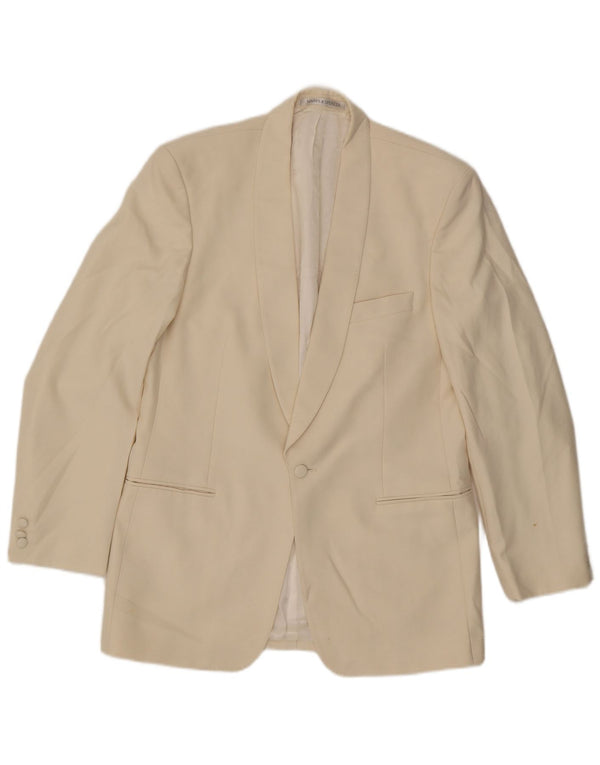 Marks & Spencer Herren-Blazer, lang, 1 Knopf, Gr. 40, Mittel, gebrochenes Weiß