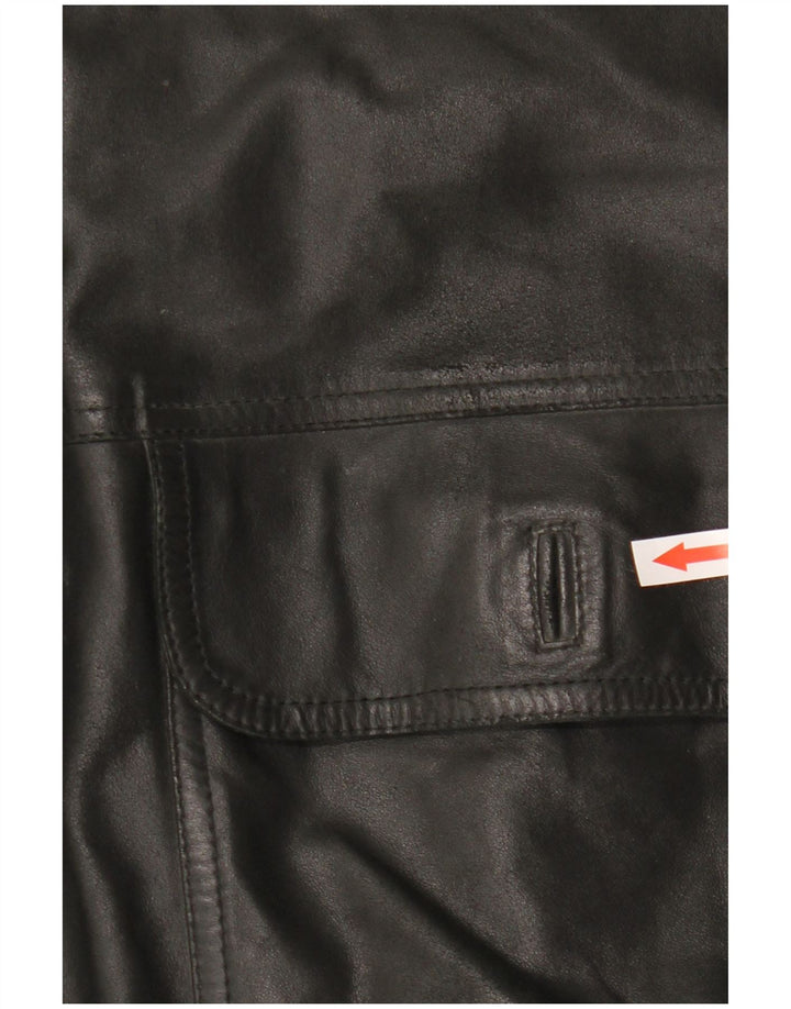 Giacca in pelle vintage da uomo IT 48 media nera