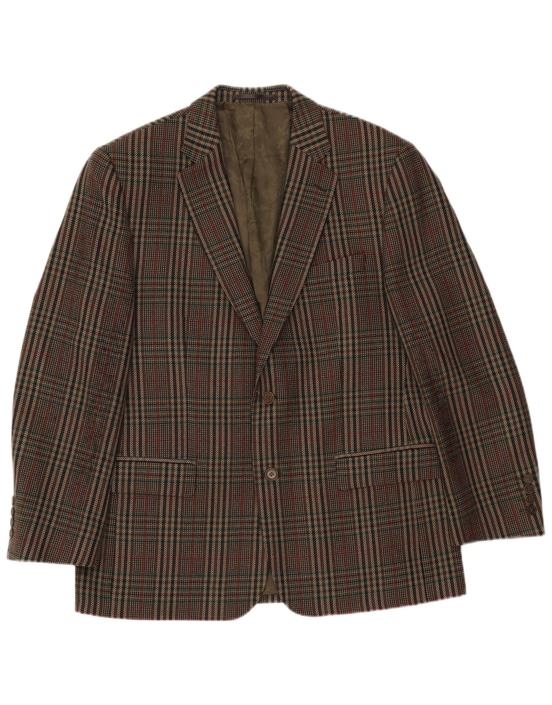 MAGEE Mens 2 Button Blazer Jacket UK 38 Medium Khaki Houndstooth