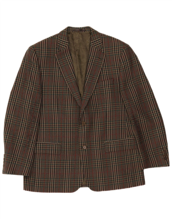 MAGEE Mens 2 Button Blazer Jacket UK 38 Medium Khaki Houndstooth