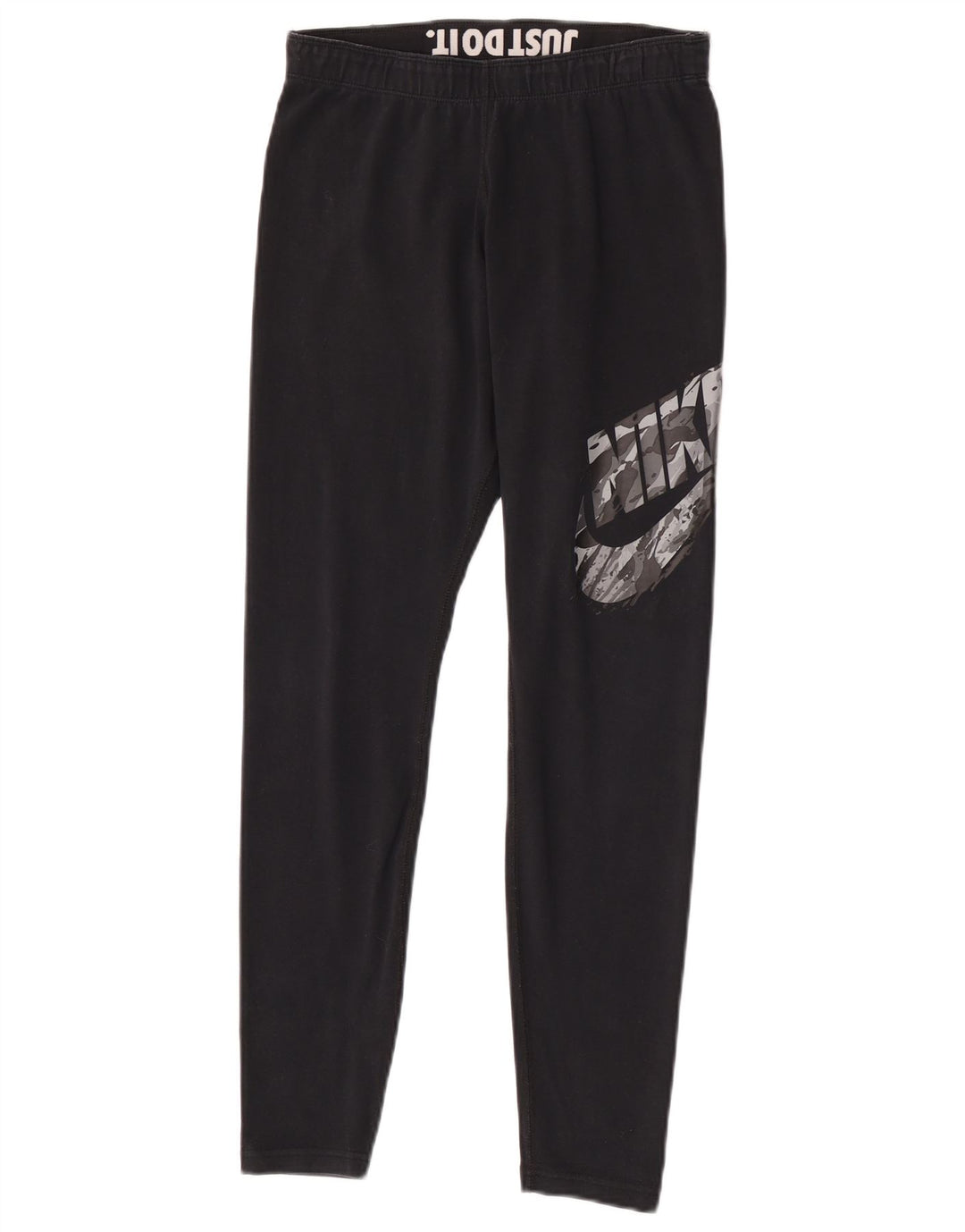 Nike Womens Graphic Leggings UK 14 Medium  Black Cotton