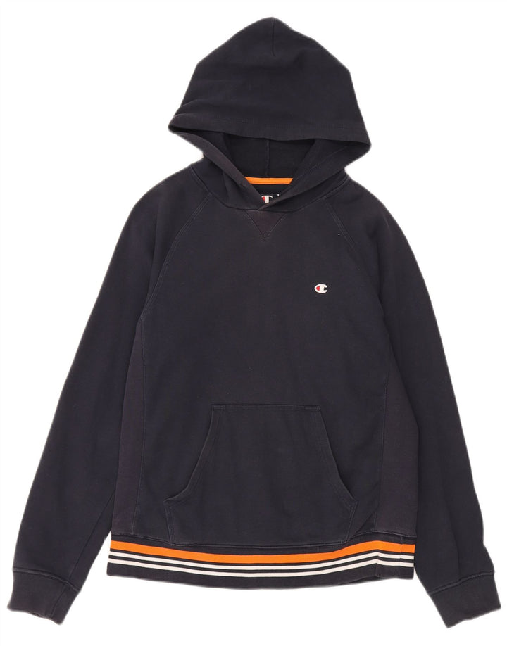 Champion Mens Hoodie Jumper Medium Navy Blue Cotton