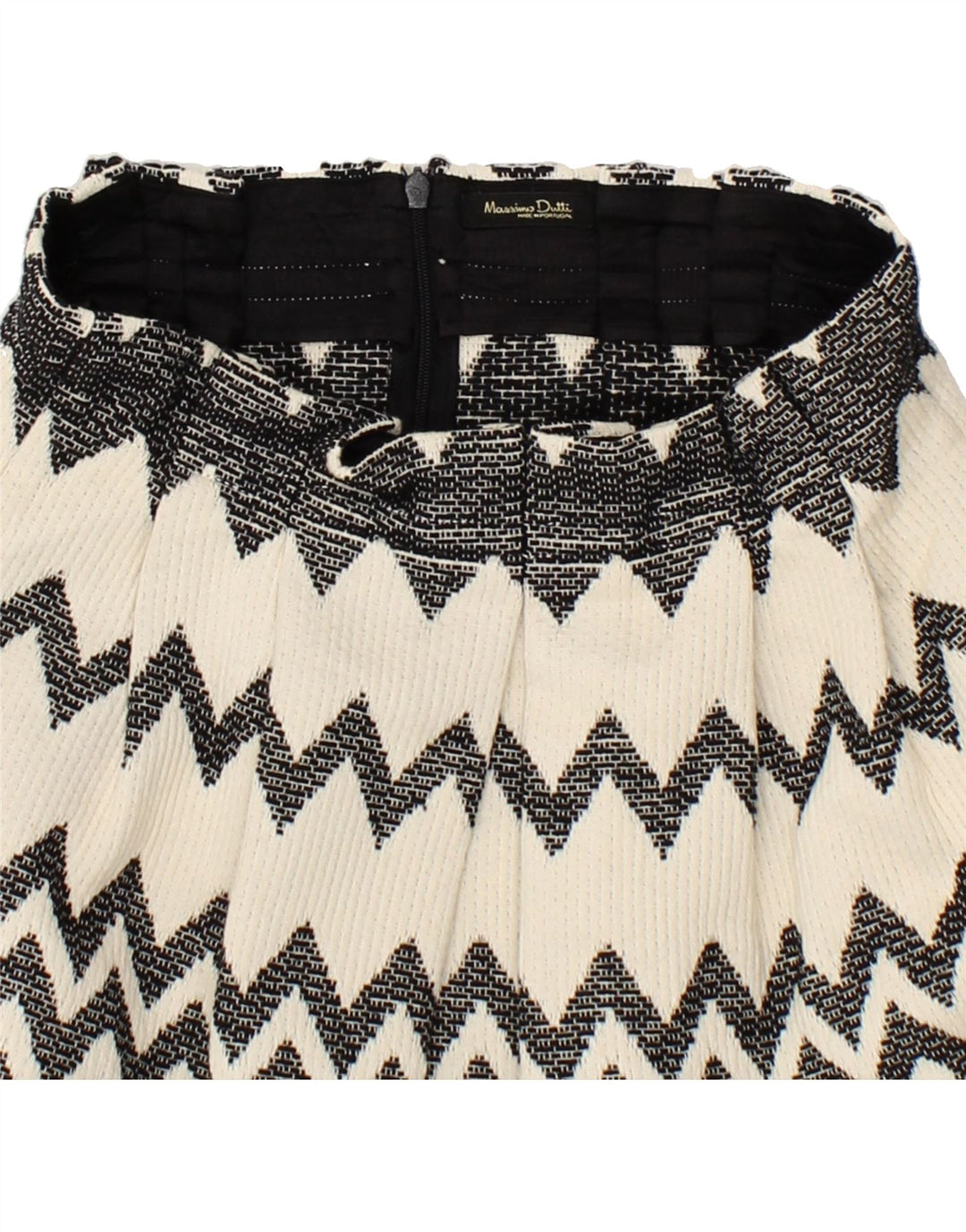 MASSIMO DUTTI Womens A-Line Skirt W26 Small Off White Chevron Viscose Vintage Massimo Dutti and Second-Hand Massimo Dutti from Messina Hembry 