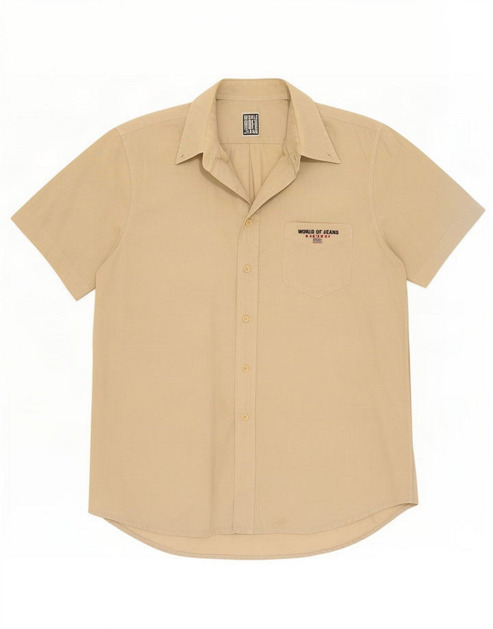 Cassuci Mens Short Sleeve Shirt Medium Beige