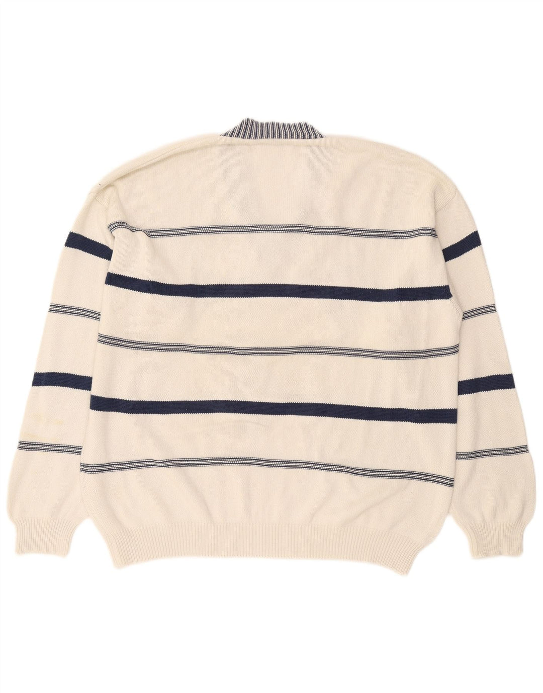 Stefanel Pull col V pour homme XL Blanc Argyle/Diamant