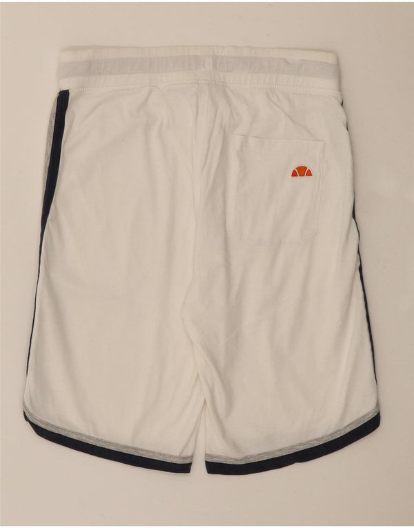 Ellesse Mens Graphic Sport Shorts Medium White Colourblock Cotton