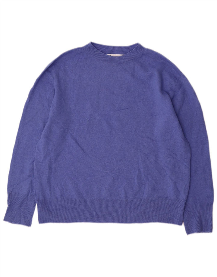 Zara Womens Oversized Crew Neck Jumper Sweater UK 10 Small Blue Wool