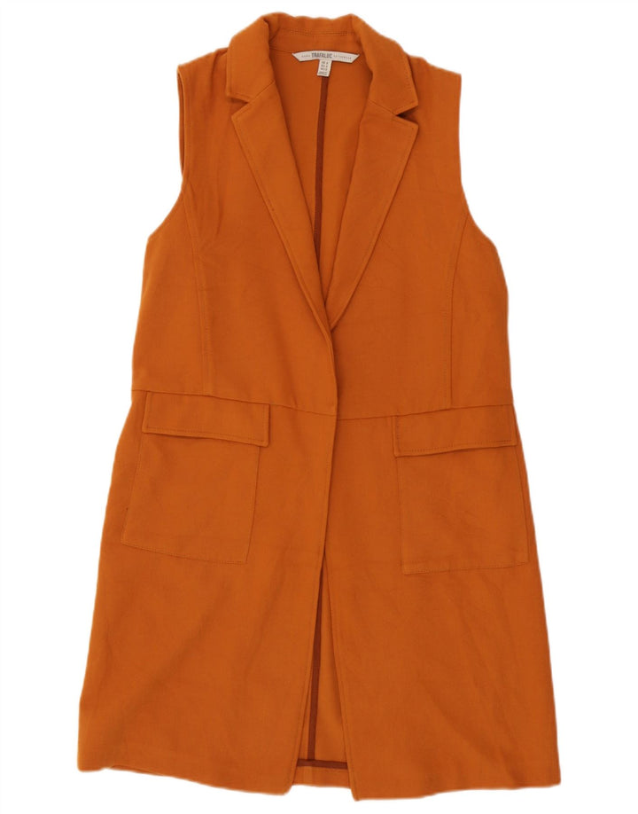 Zara Womens Trafaluc Longline Gilet UK 12 Medium Orange Polyester