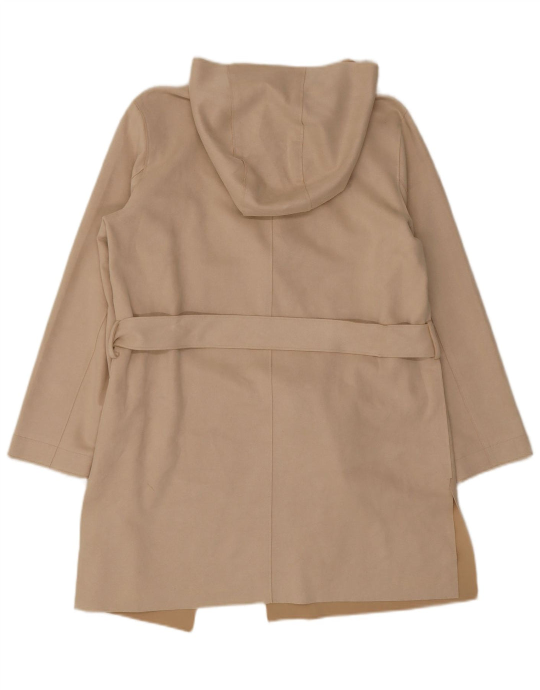 Zara Womens Hooded Overcoat UK 14 Medium Beige Polyester