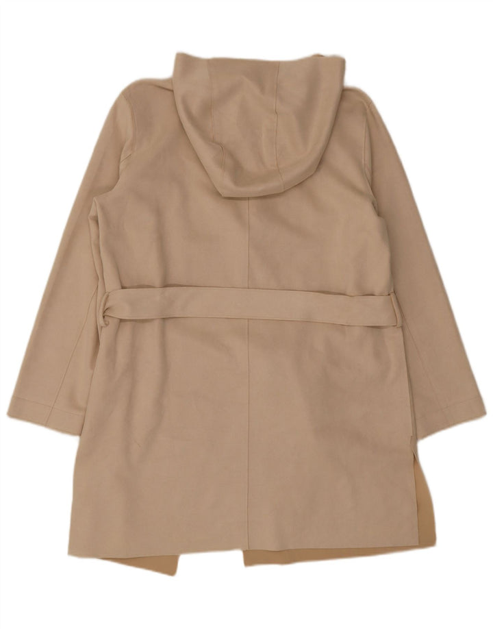 Zara Womens Hooded Overcoat UK 14 Medium Beige Polyester