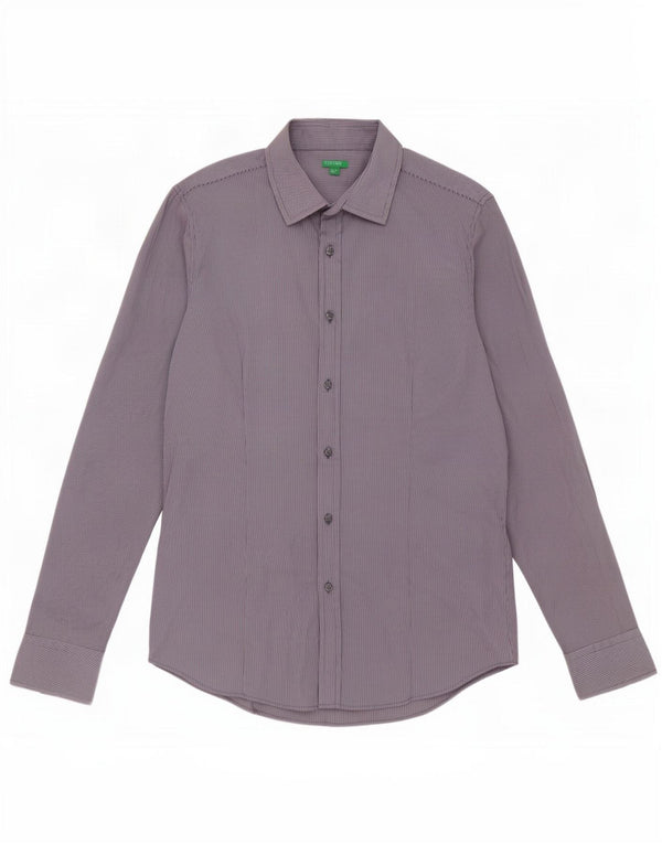 Camicia Benetton Uomo Gessato Blu Medio