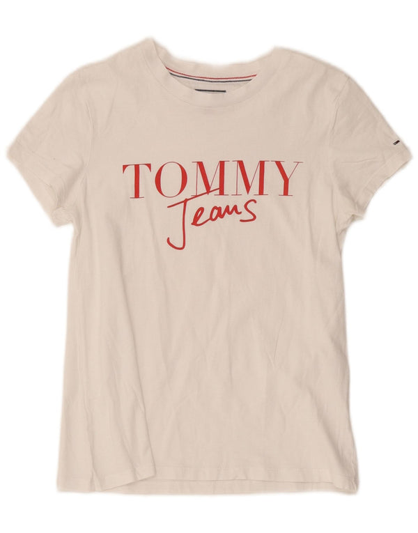 Tommy Hilfiger Damen Grafik-T-Shirt-Oberteil UK 6 XS Weiß