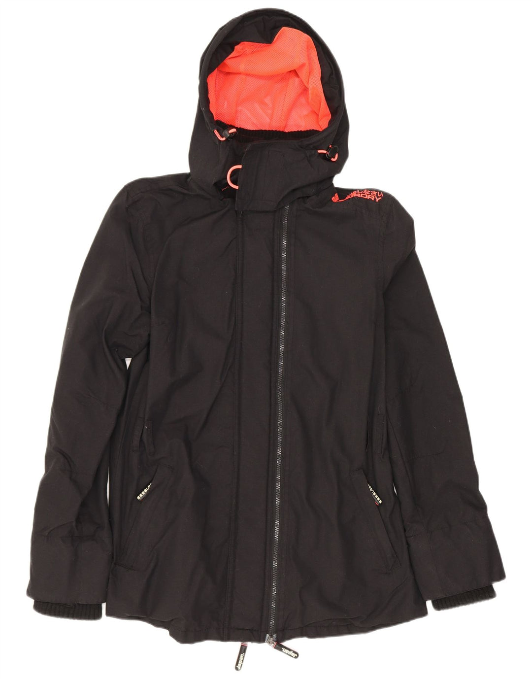 Jaqueta de chuva com capuz Superdry Womens The Windmac UK 36 poliéster preto pequeno