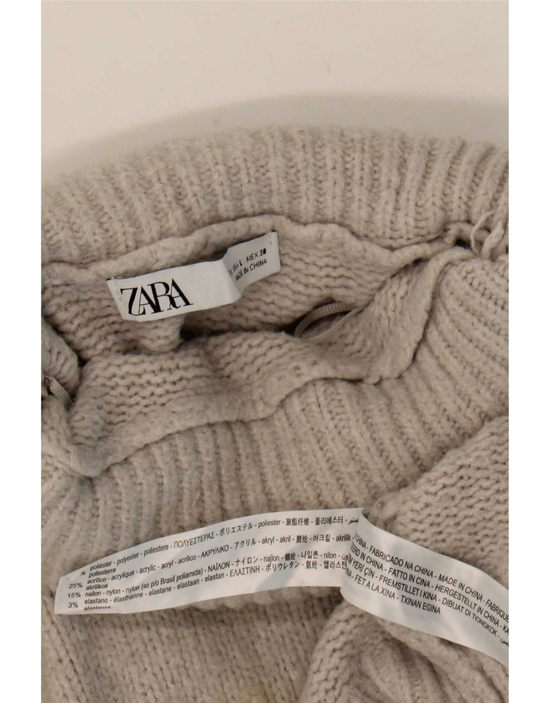 Zara Womens Oversized Roll Neck Jumper Sweater UK 14 Large Grey Polyester