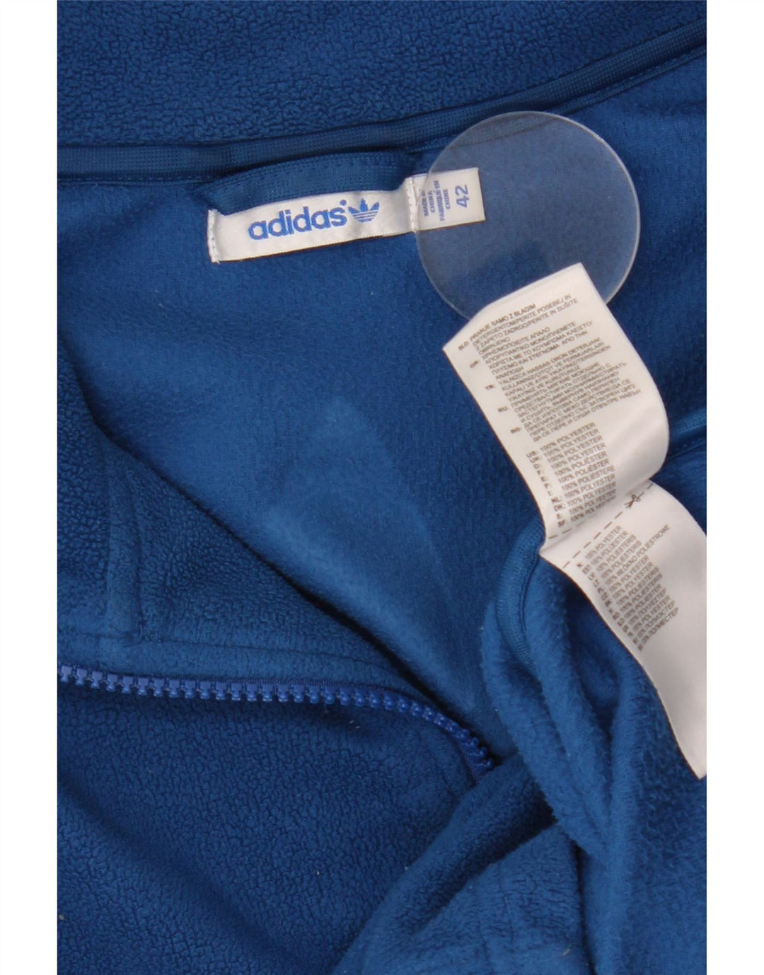 Adidas Womens Graphic Fleece Jacket EU 42 Medium Blue Polyester