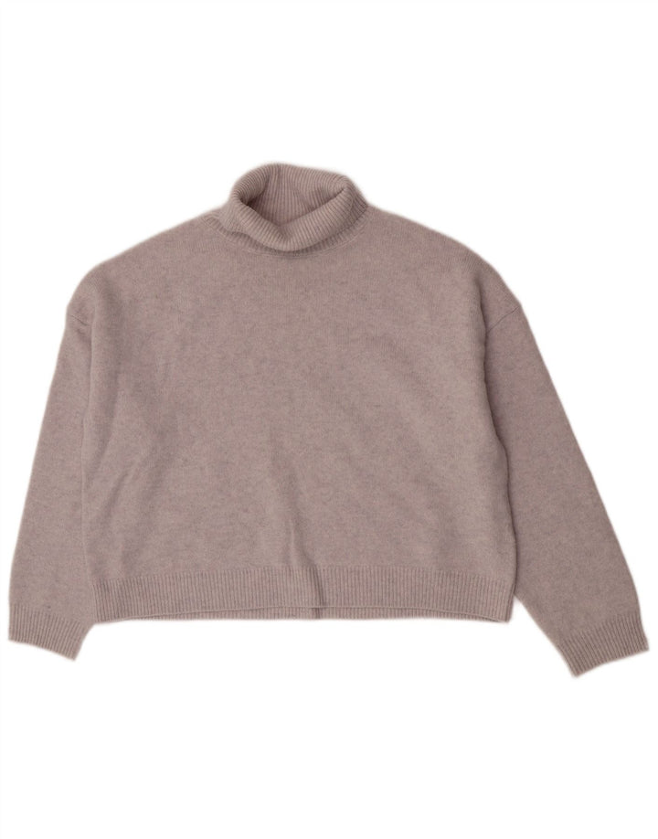 Massimo Dutti Womens Oversized Roll Neck Jumper Sweater UK 6 XS Grey Wool